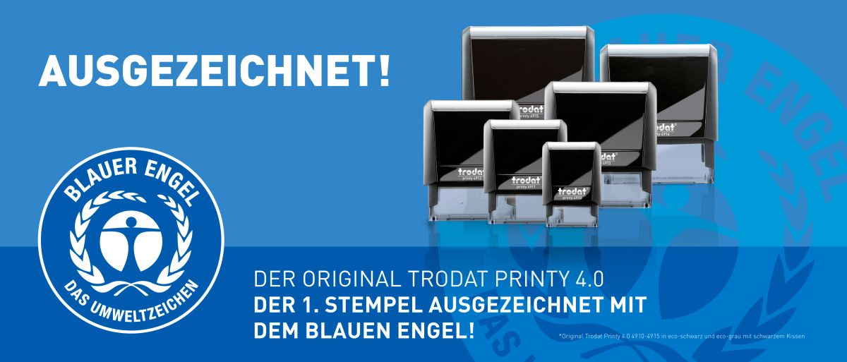 AUSGEZEICHNET! DER ORIGINAL TRODAT PRINTY 4.0 - DER 1. STEMPEL AUSGEZEICHNET MIT DEM BLAUEN ENGEL! 